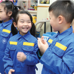 Students wearing little engineer uniforms