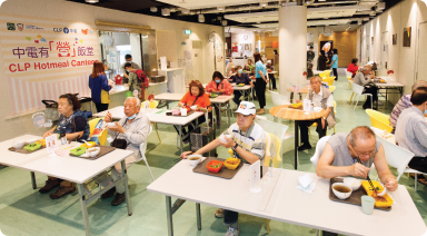 Beneficiaries having hot meals at CLP Hotmeal Canteen 