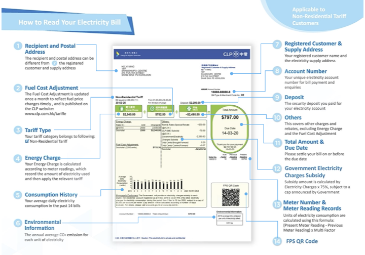 CLP electricity bill sample