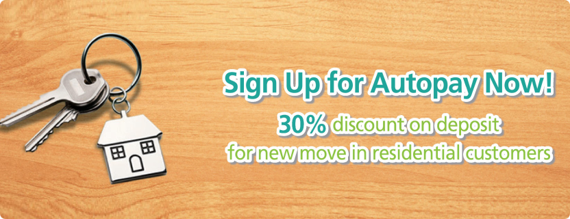 30% discount on deposit for new move in residential customers.